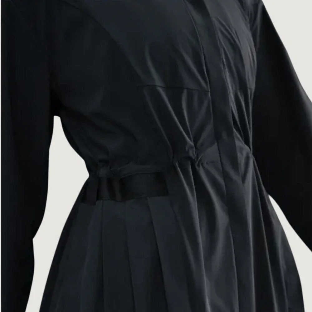 Nike Dri-FIT 24.7 Women Black Pleated Training Jacket Trench HV3627-010 MD
